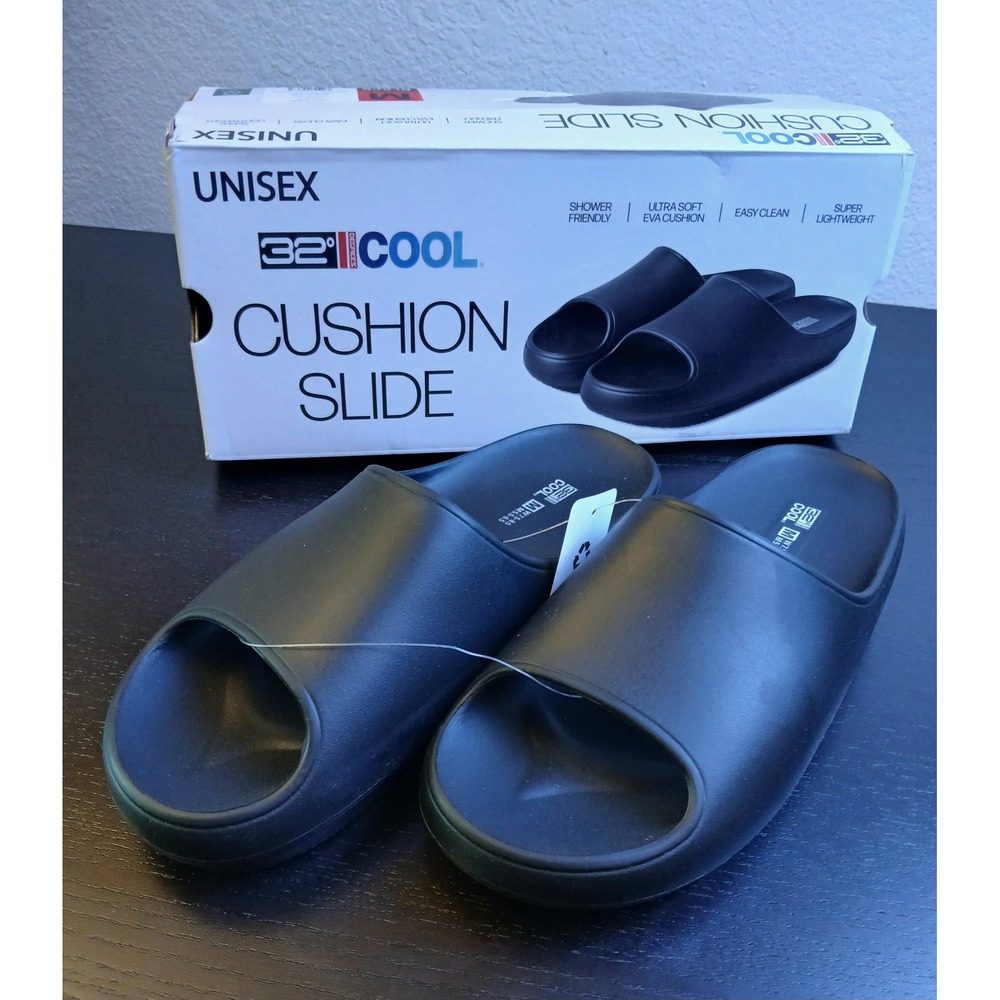 32 Degrees Unisex Cushion Slide Black EVA Sandals Medium W 7.5-8.5 M 5.5